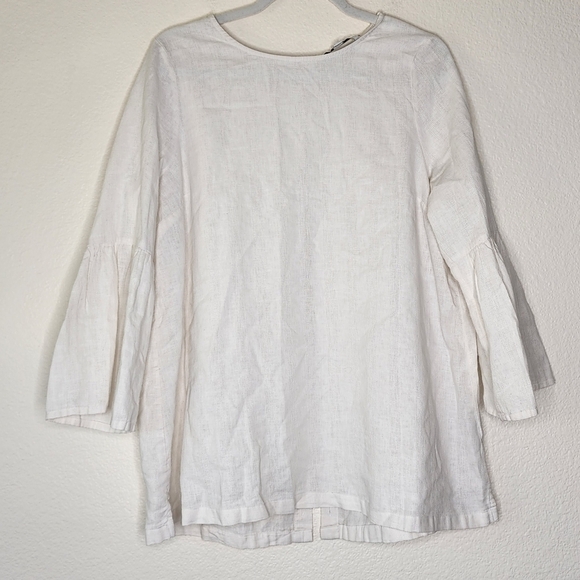 The Nines by Hatch Natural Bell 3/4 Sleeve Tiered Maternity Blouse L - Picture 2 of 5